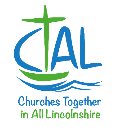 logo image of blue and green word image that replicates a boat saying CTAL with Churches Together in All Lincolnshire underneath
